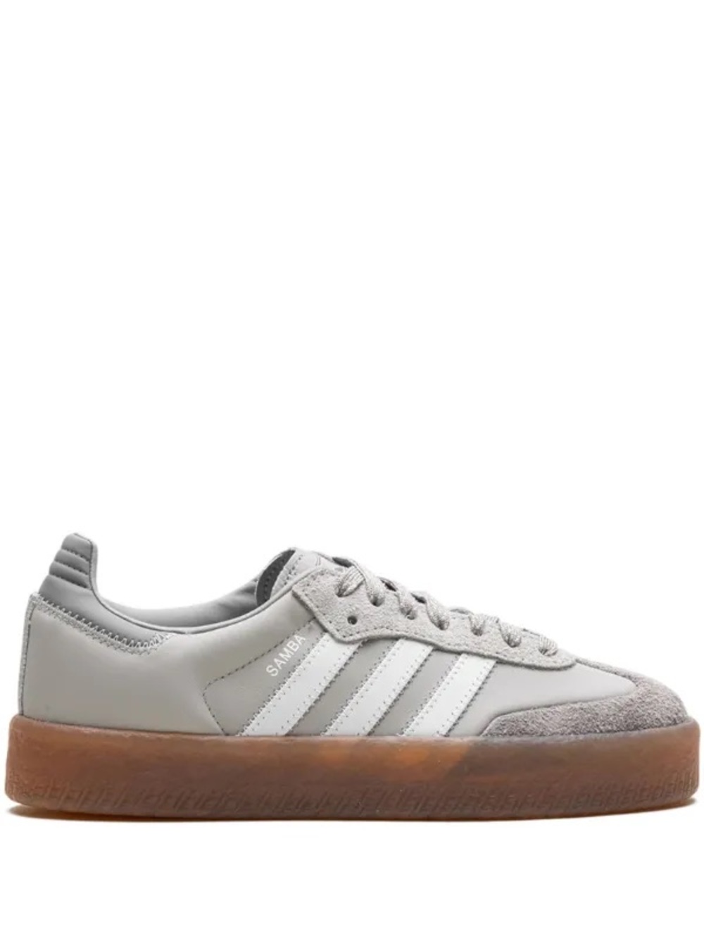 adidas Samba Low Top Sneakers - Light Gray and White with Gum Sole 6.5
